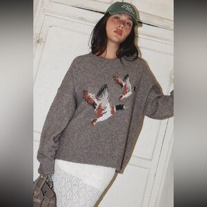 Mocha Flying Duck Knit Sweater